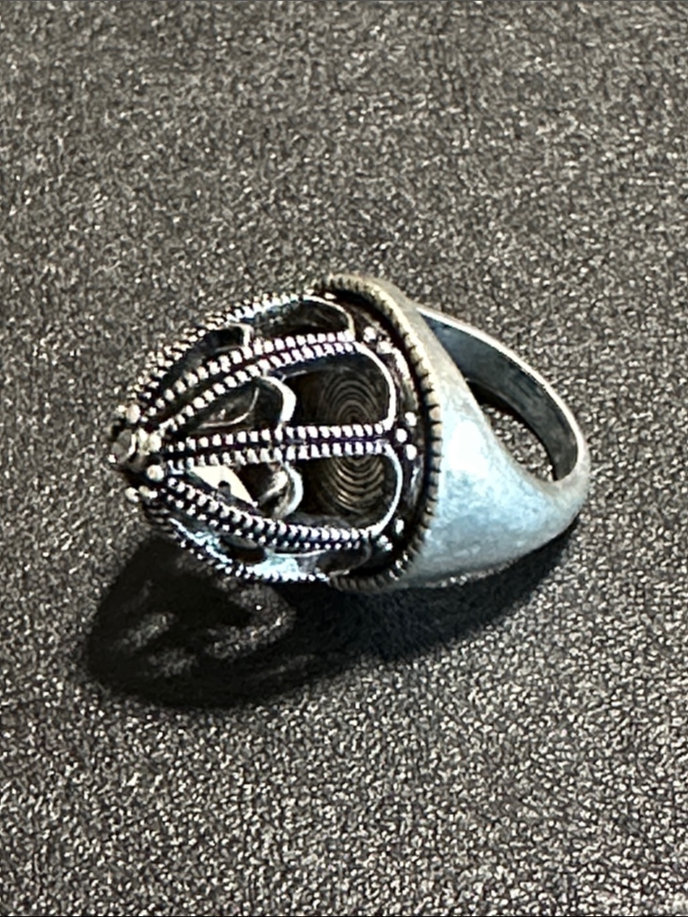 Bird In A Cage Silver-Tone Statement Ring